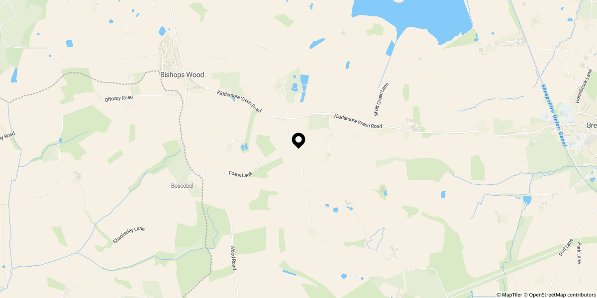 Approximate location of Hilltop, Gunstone / Foxes Lane, Brewood