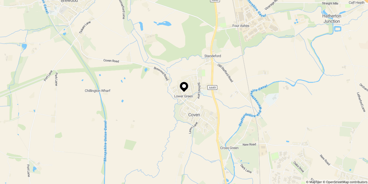 Approximate location of Penkside, Off Brewood Road, Coven, WV9 5BL