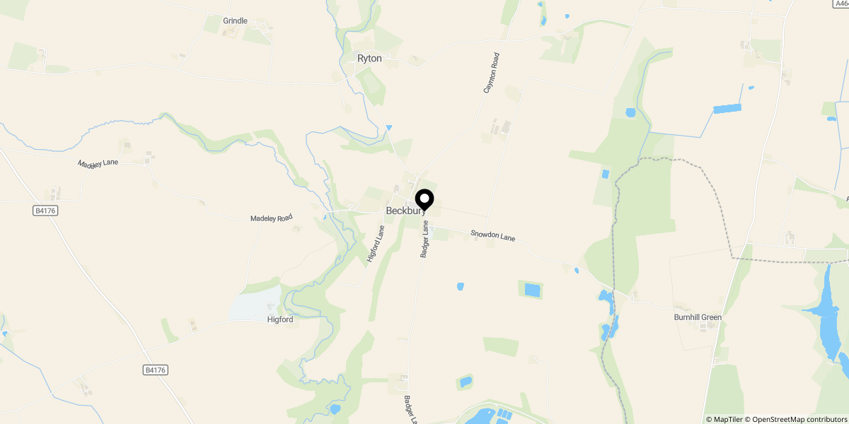 Approximate location of The Croft, Snowdon Lane, Beckbury, Shifnal, TF11 9DG