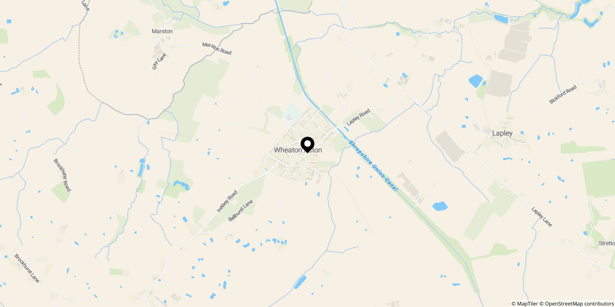 Approximate location of Farthings, Long Street, Wheaton Aston, Stafford, ST19 9NF
