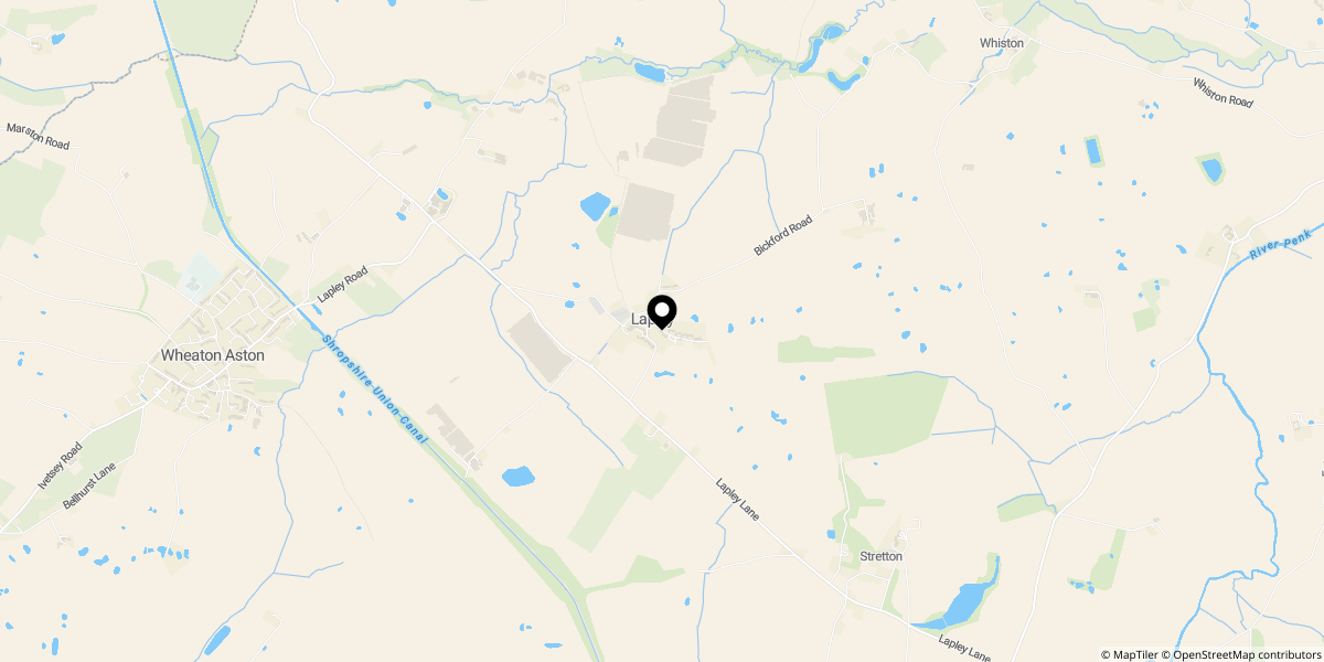 Approximate location of Stretton Road, Lapley, Stafford, ST19 9JR
