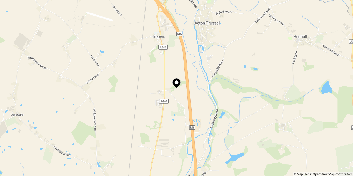 Approximate location of Radwood, Old Vicarage Lane, Dunston, Stafford, ST18 9AD