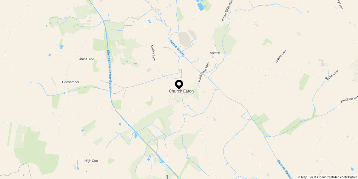 Approximate location of Briar Cottage, High Street, Church Eaton, Stafford, ST20 0AG