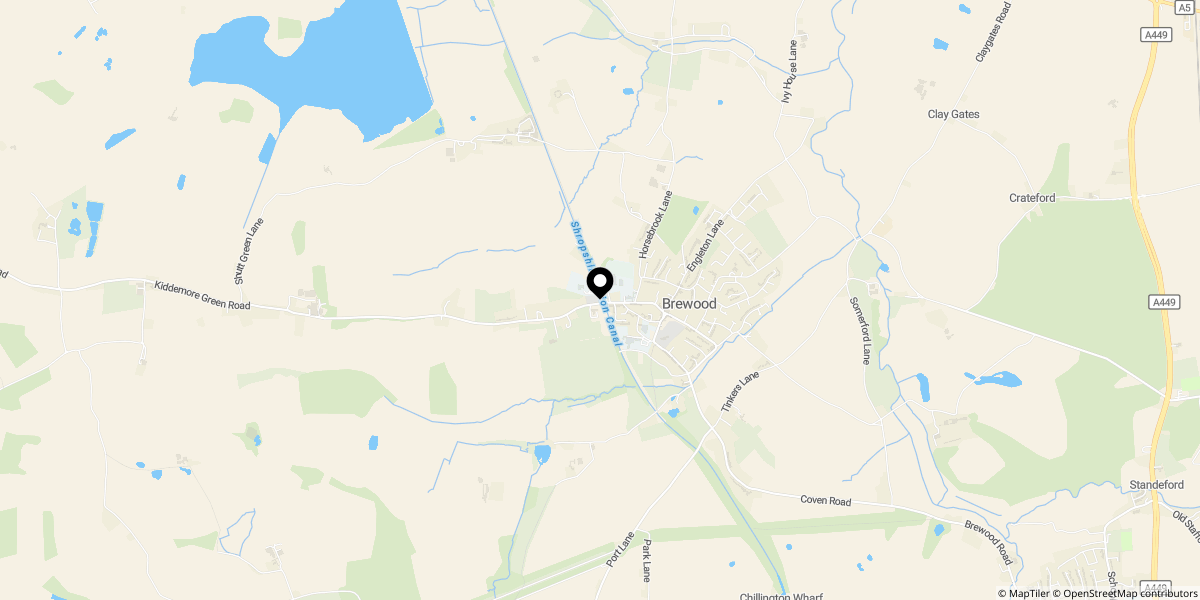 Approximate location of Little Venice, High Green, Brewood, Stafford, ST19 9BD