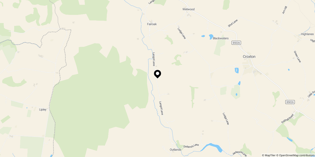 Approximate location of Rowan Cottage, Langot Lane, Fair Oak, Eccleshall, Stafford, ST21 6PP