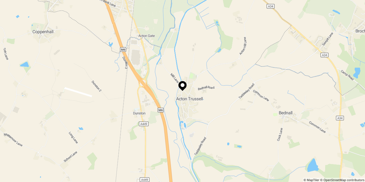 Approximate location of Ivy Close, Acton Trussell, Stafford, ST17 0SW