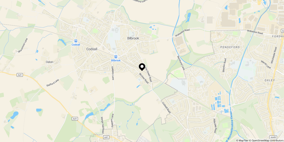 Approximate location of Palmers Way, Codsall, Wolverhampton, WV8 2JY
