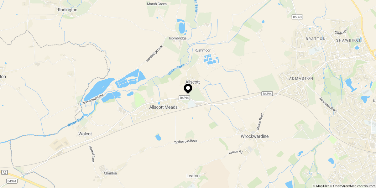 Approximate location of Hague House, Allscott, Shropshire, TF6 5EB