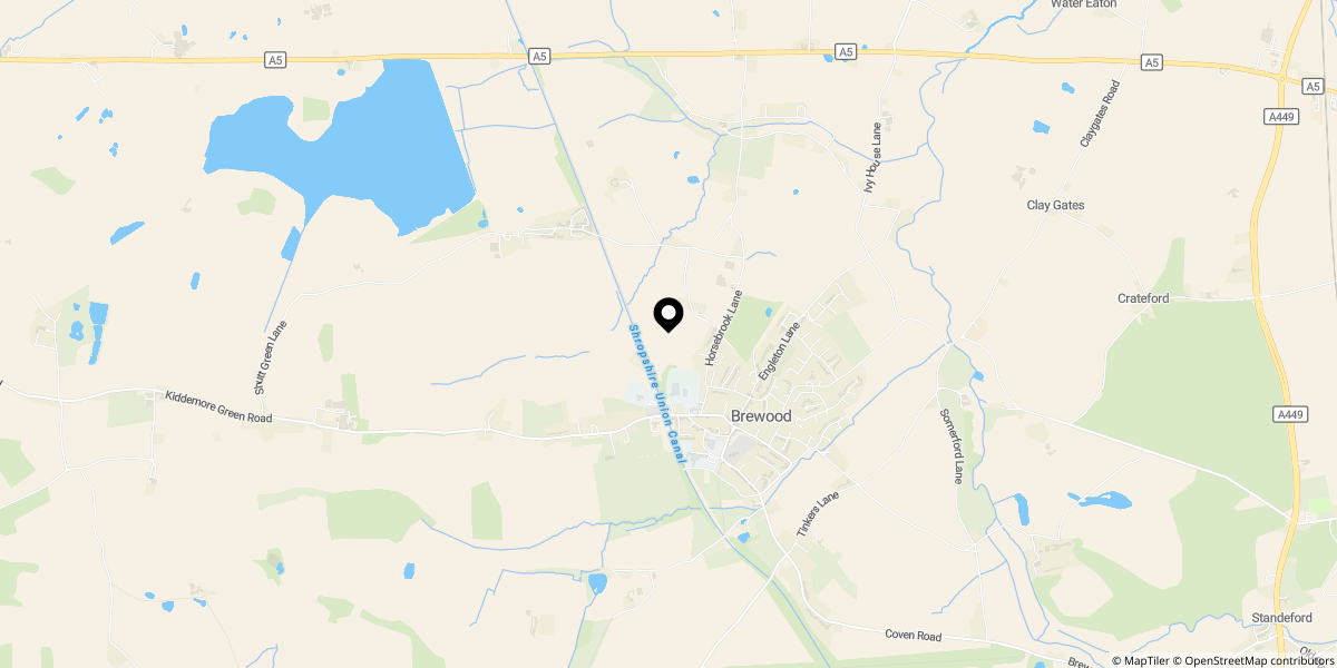 Approximate location of Horsebrook Lane, Brewood, Stafford, ST19 9EF