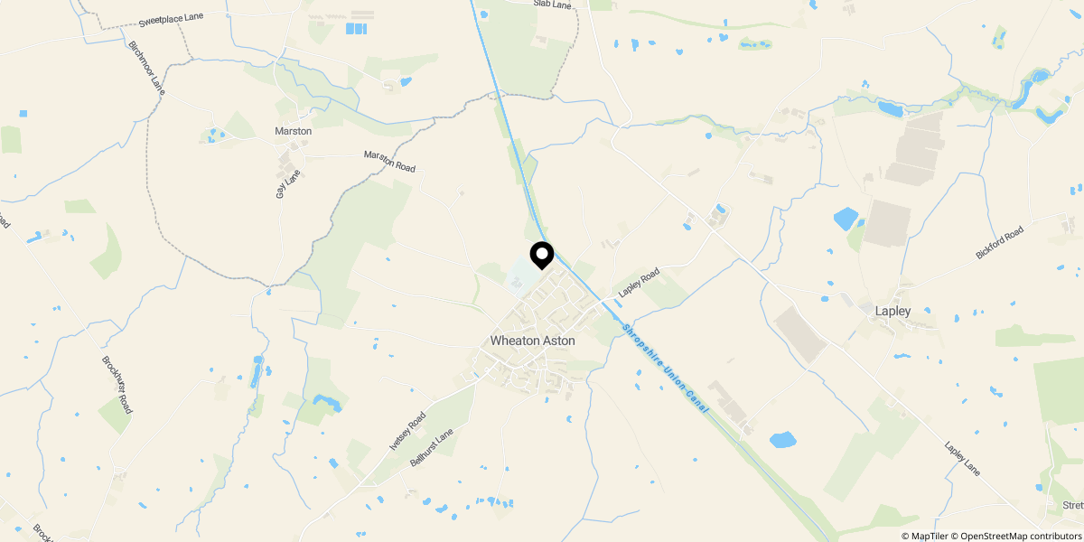 Approximate location of Springfield Drive, Wheaton Aston, Stafford, ST19 9PY