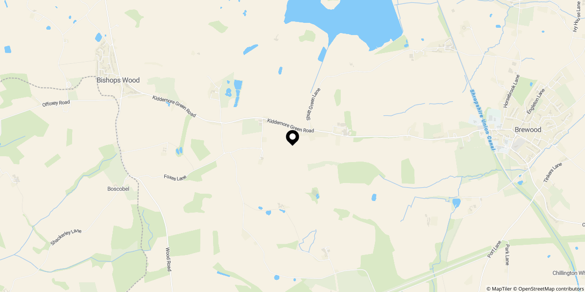 Approximate location of Greystoke Cottage, Kiddemore Green, Brewood, Stafford, ST19 9BH