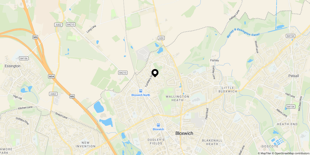 Approximate location of Belfry Close, Turnberry Estate, Bloxwich, WS3 3XL