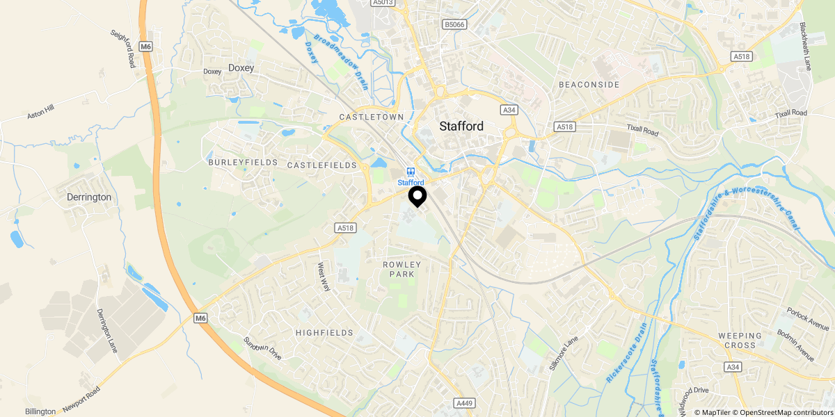 Approximate location of Rowley Avenue, Rowley Park, Stafford, ST17 9AA