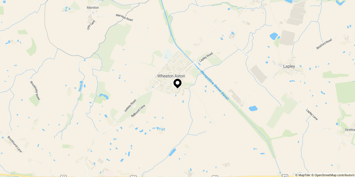 Approximate location of Frog Lane, Wheaton Aston, Stafford, ST19 9NW